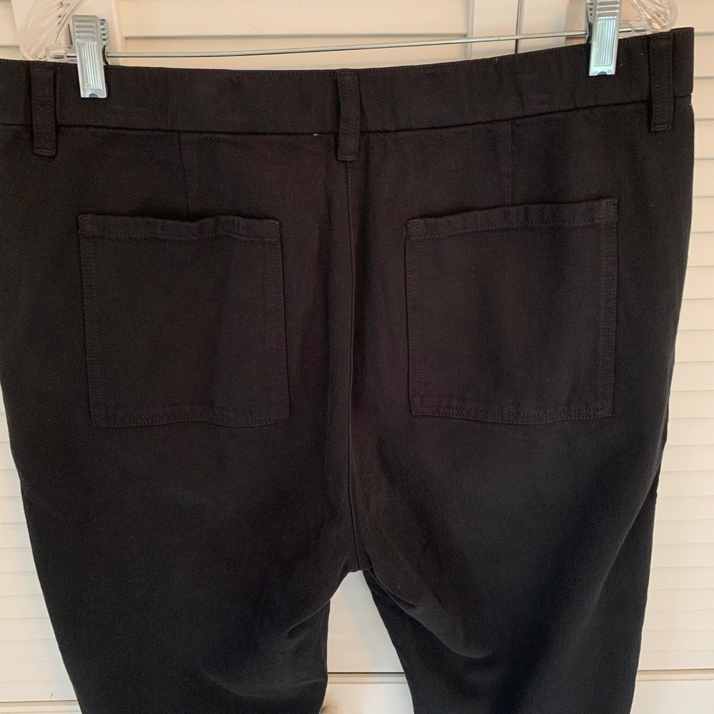 EILEEN FISHER Black Organic Cotton Straight Leg Ankle Pants Womens L Minimalist - Picture 7 of 13